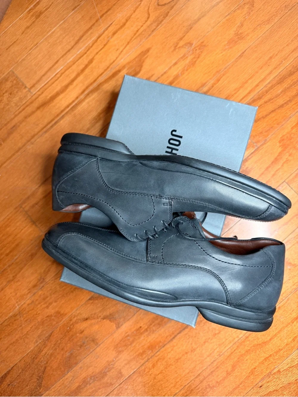 Johnston & Murphy Black Leather Derby Oxfords